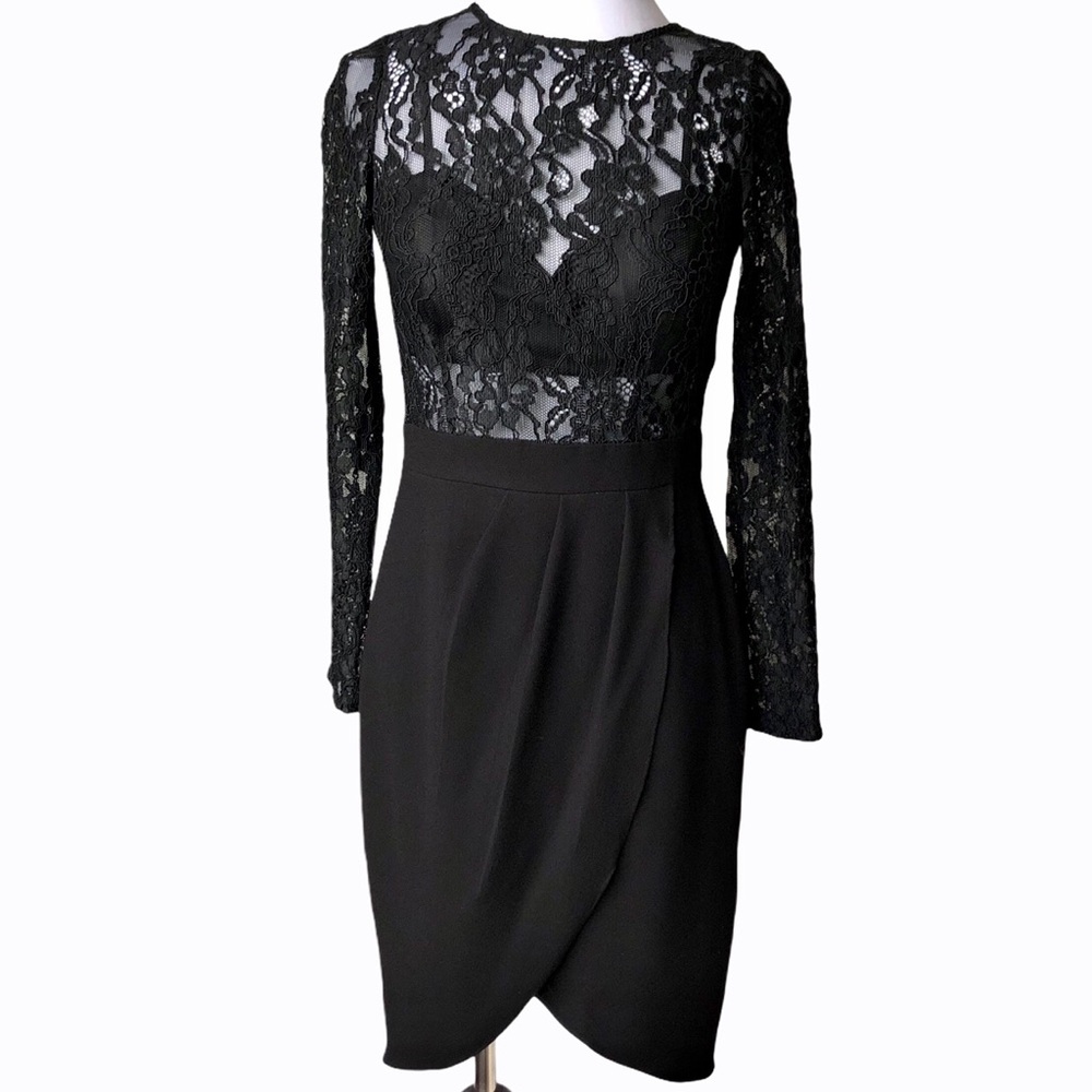 Aidan Mattox Lace Illusion Tulip Dress Cocktail 4 - Picture 3 of 14